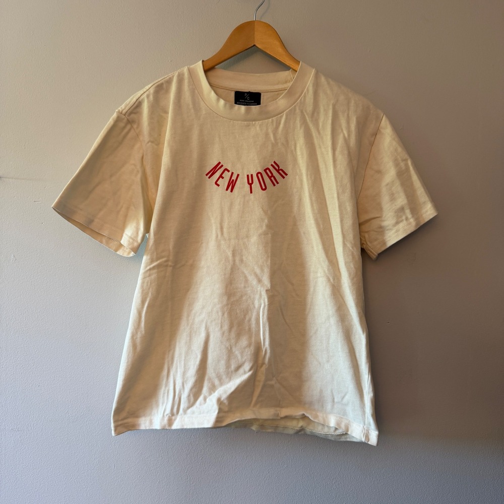 Peace Collective New York Red Bulls Soccer T-Shirt Cream Mens Small MLS Tee